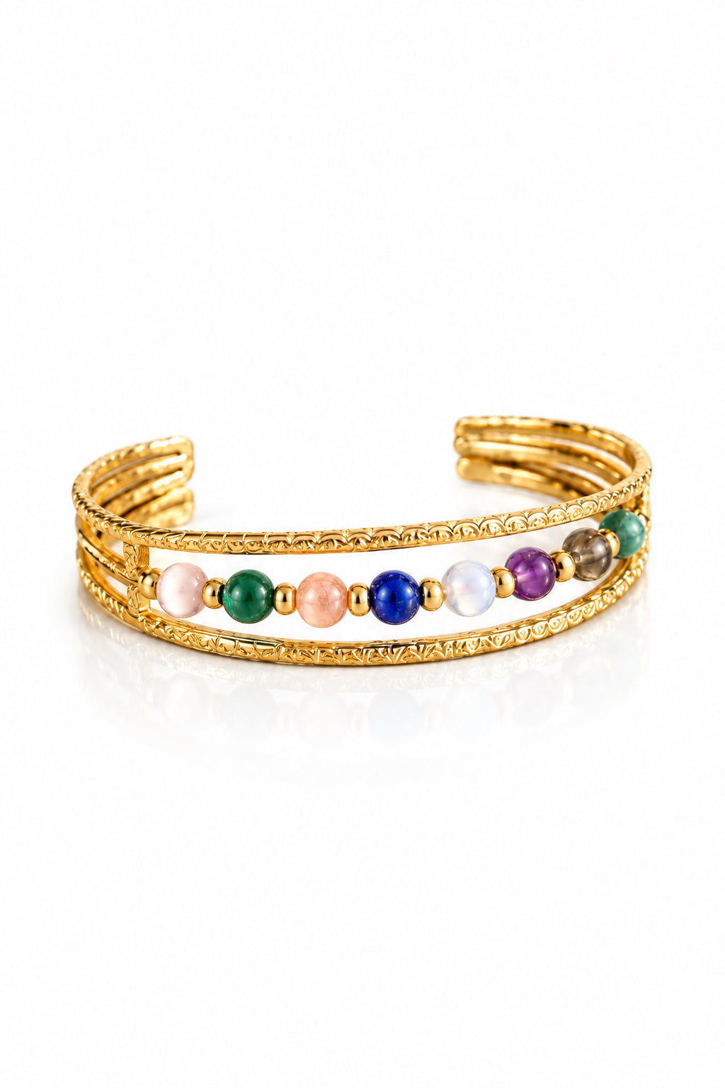 Steel bracelet with 8 minerals - multicolor