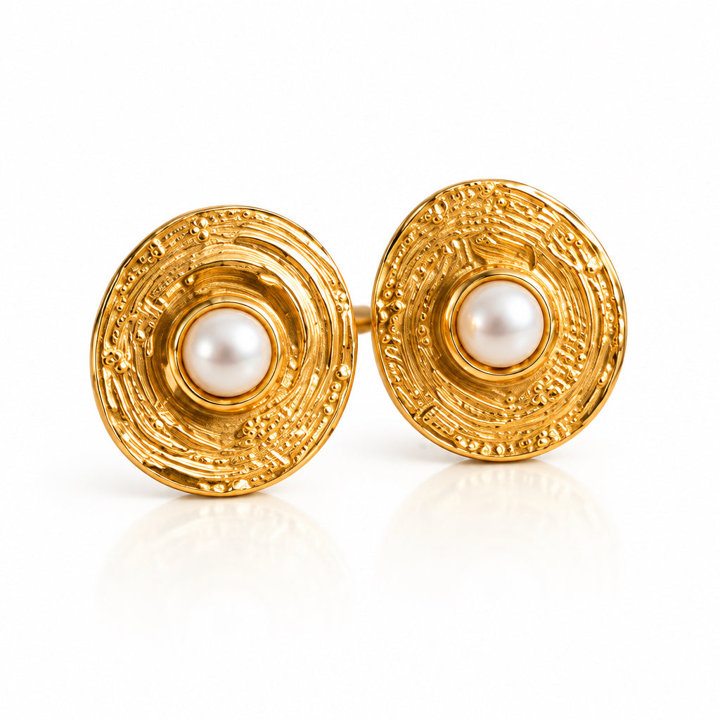 Gold pearl earrings - Surgical steel