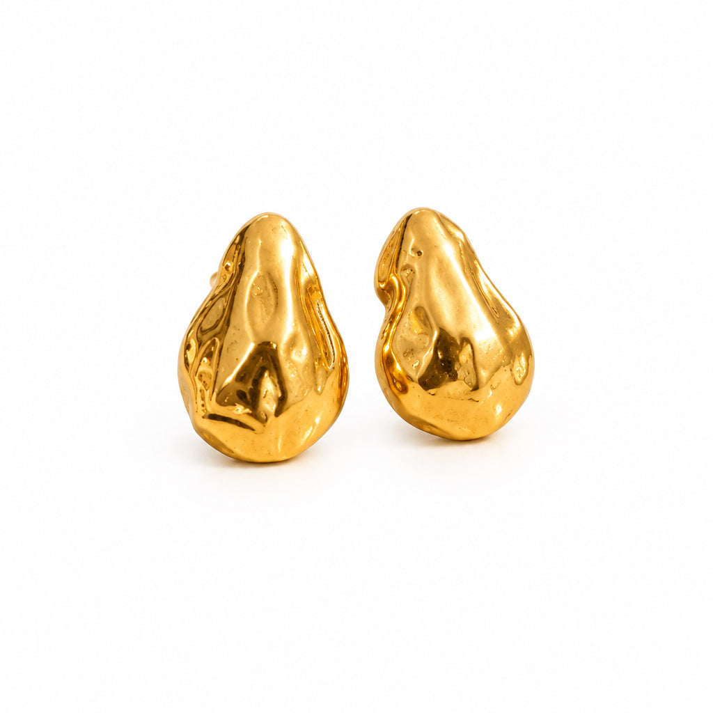 Gold-tone surgical steel teardrop earrings