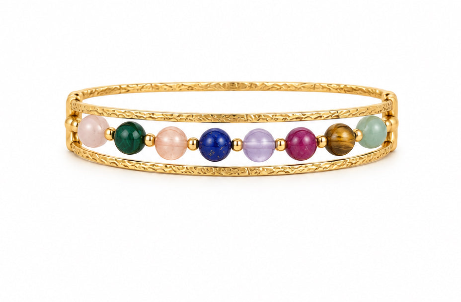Steel bracelet with 8 minerals - multicolor