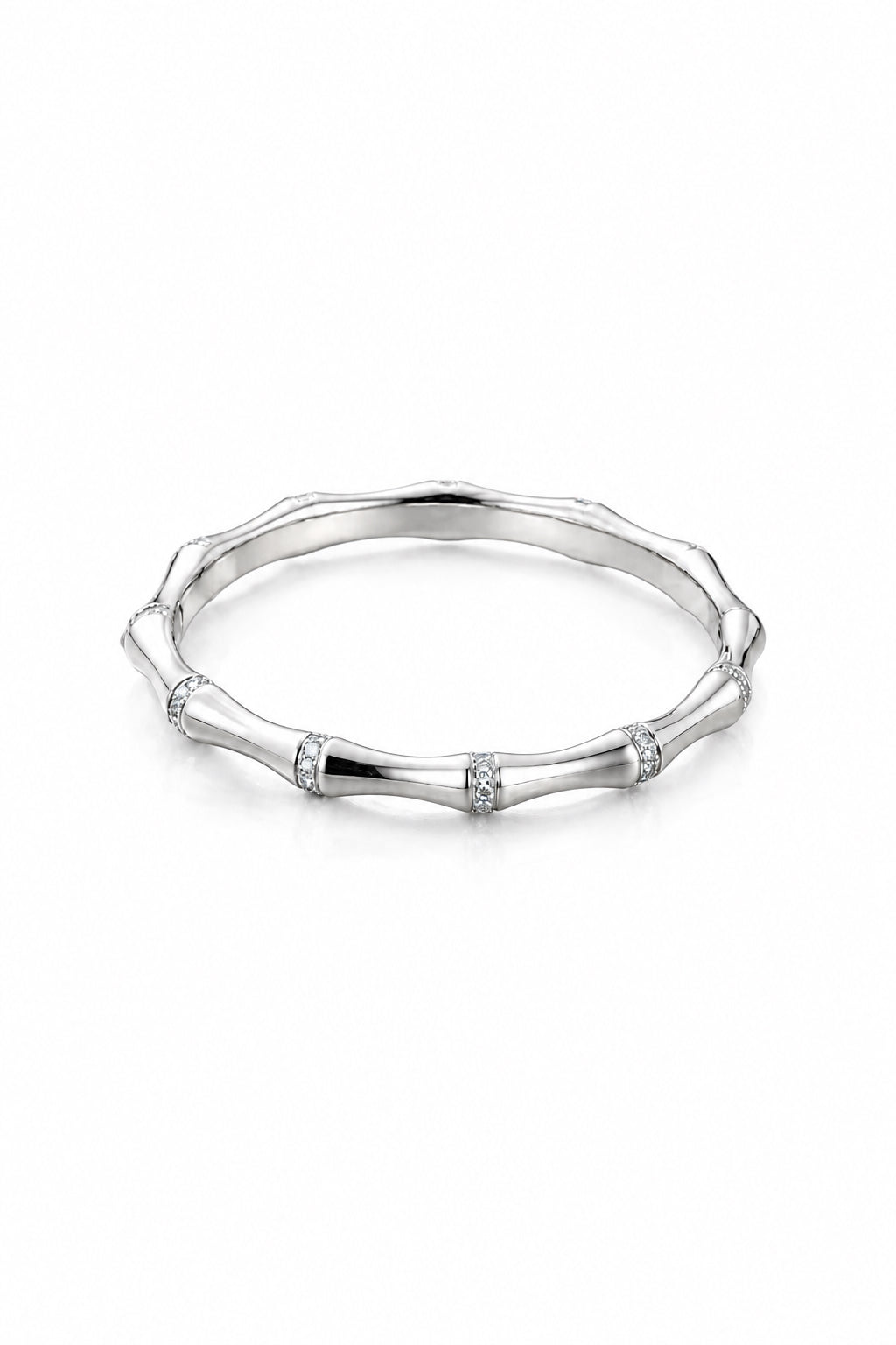 Bamboo Steel Bracelet with Cubic Zirconia