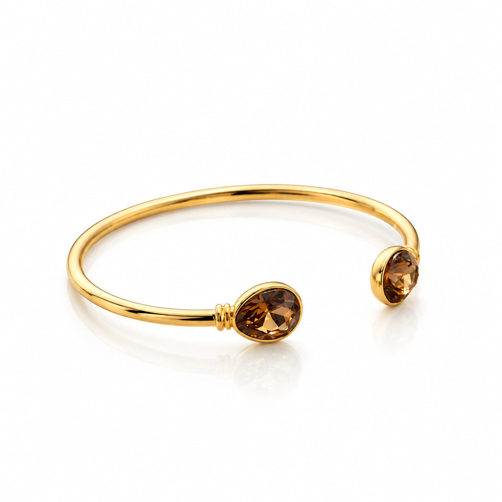 Steel Bracelet with Amber-Tone Gem