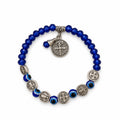 Saint Benedict & Sapphire Blue Evil Eye Protection Bracelet