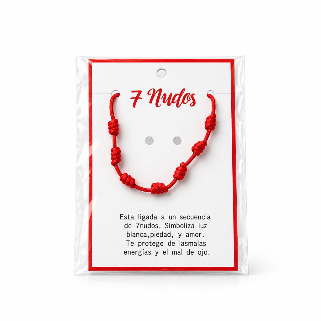 Aman- Pulsera 7 Nudos Roja